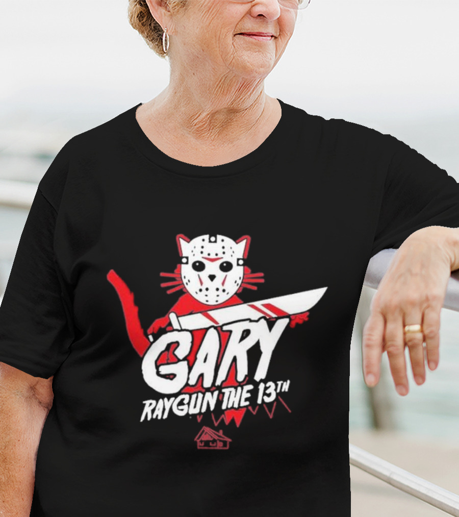 Gary Raygun The 13th Jason Mask Cat With Machete T-Shirt