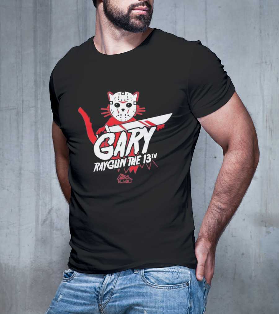 Gary Raygun The 13th Jason Mask Cat With Machete T-Shirt