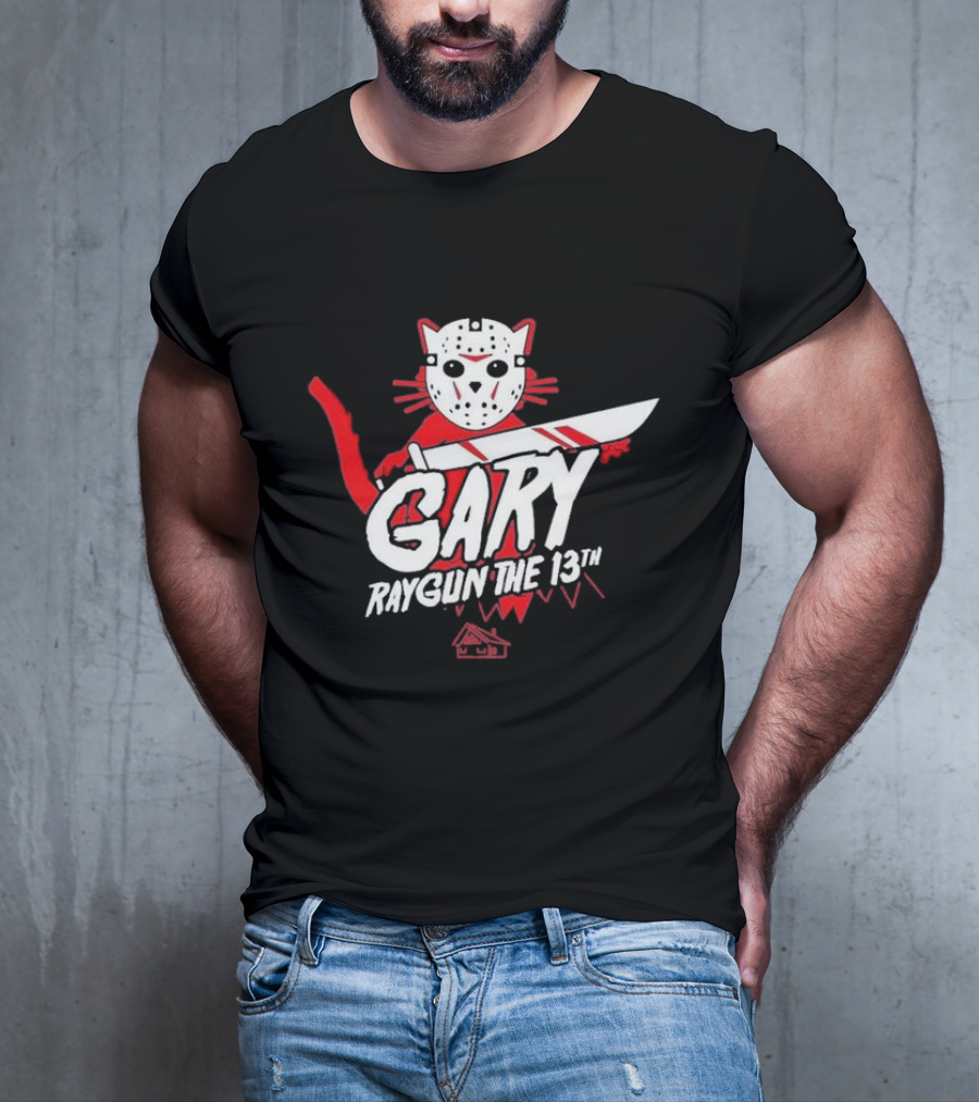 Gary Raygun The 13th Jason Mask Cat With Machete T-Shirt