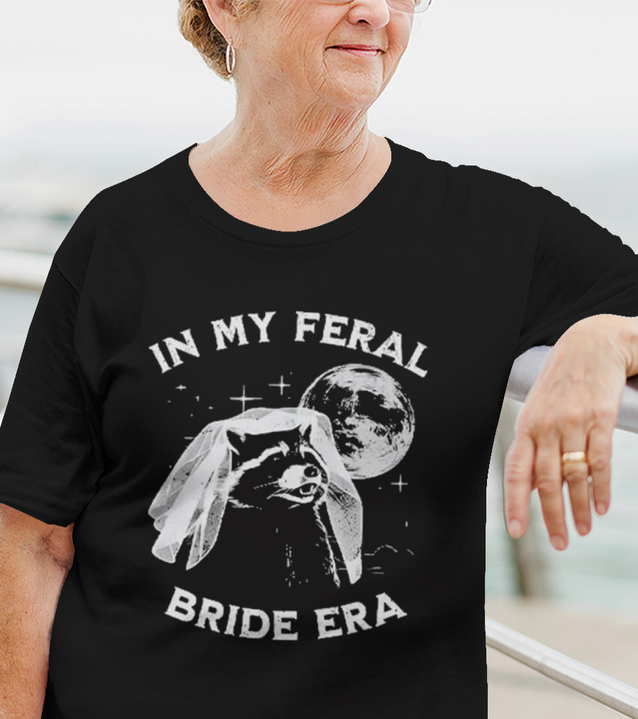 Raccoon In My Feral Bride Era With Moon And Veil T-Shirt