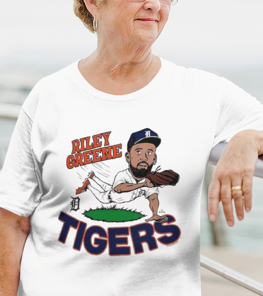 Riley Greene Detroit Tigers Caricature Player Tri Blend Homage Ash T-Shirt