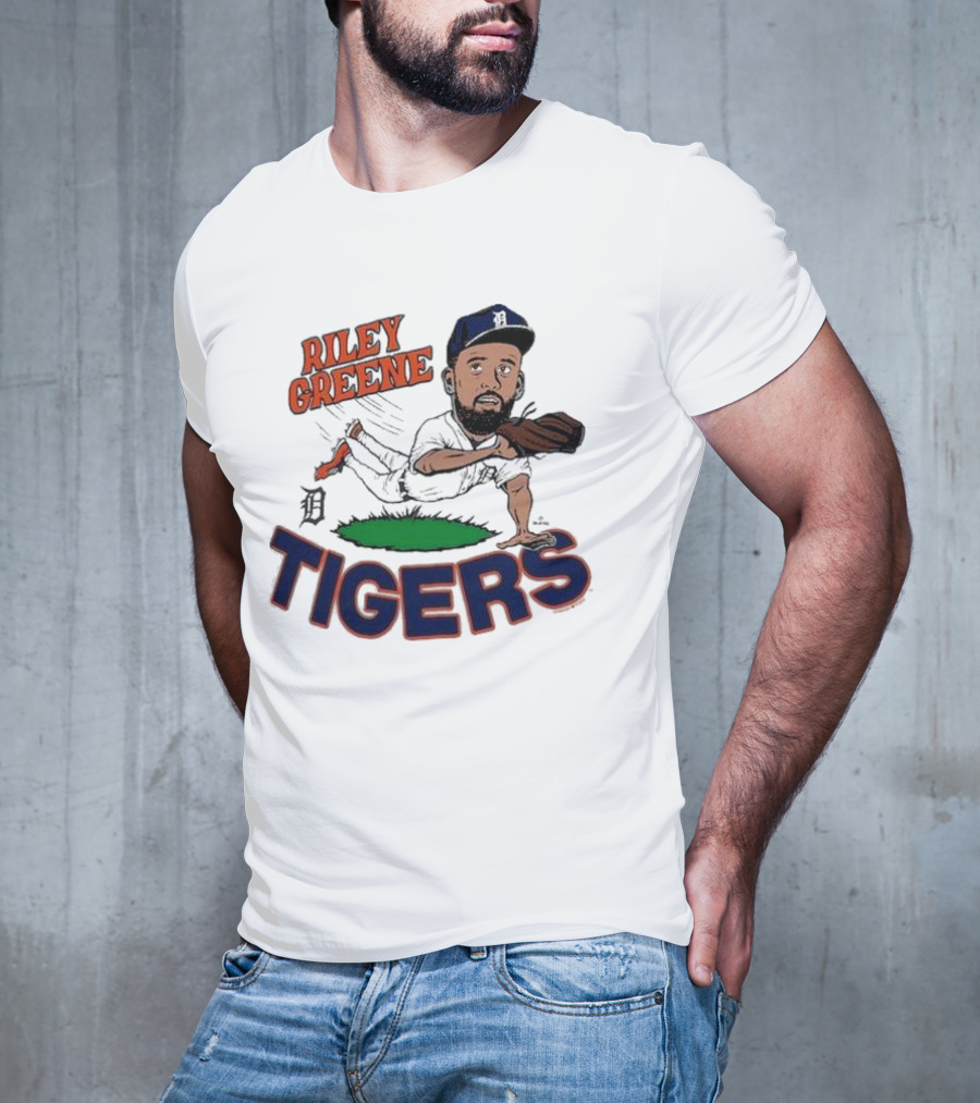Riley Greene Detroit Tigers Caricature Player Tri Blend Homage Ash T-Shirt