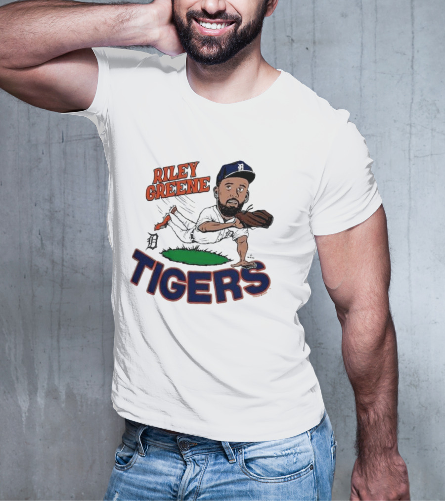 Riley Greene Detroit Tigers Caricature Player Tri Blend Homage Ash T-Shirt