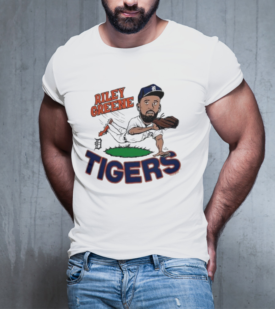 Riley Greene Detroit Tigers Caricature Player Tri Blend Homage Ash T-Shirt