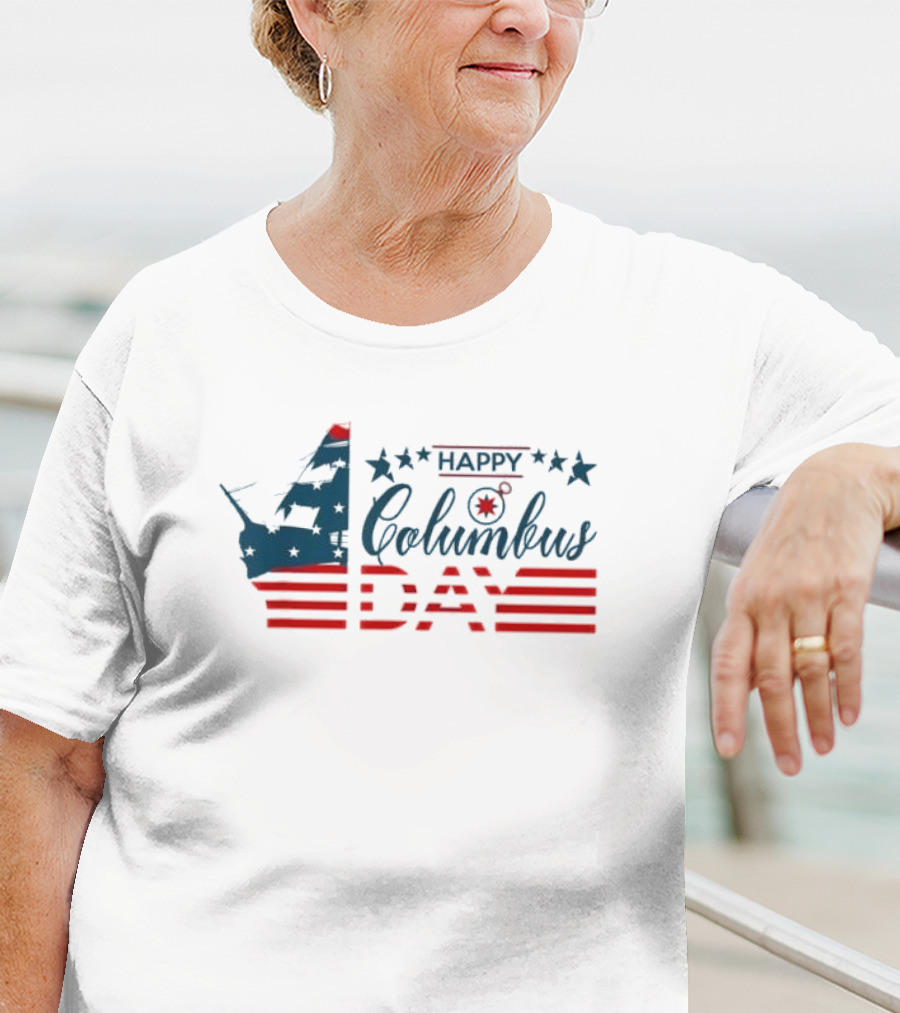 Happy Columbus Day American Flag Ship T-Shirt