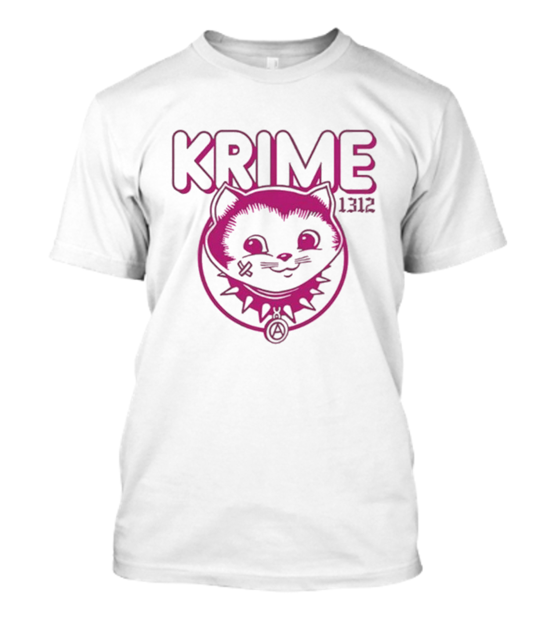 KRIME Cat 1312 Anarchist Symbol And Spiked Collar T-Shirt