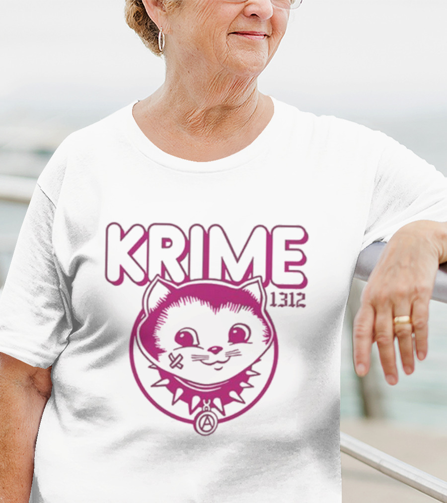 KRIME Cat 1312 Anarchist Symbol And Spiked Collar T-Shirt