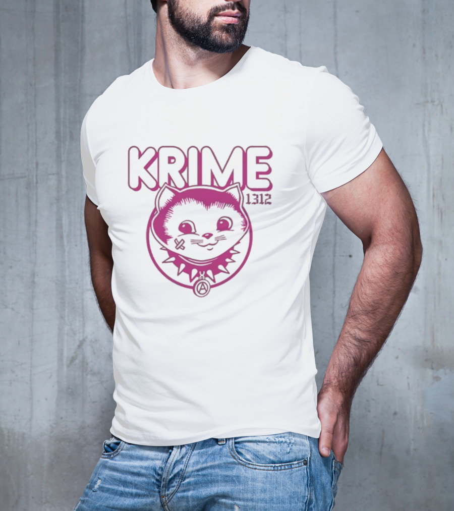 KRIME Cat 1312 Anarchist Symbol And Spiked Collar T-Shirt