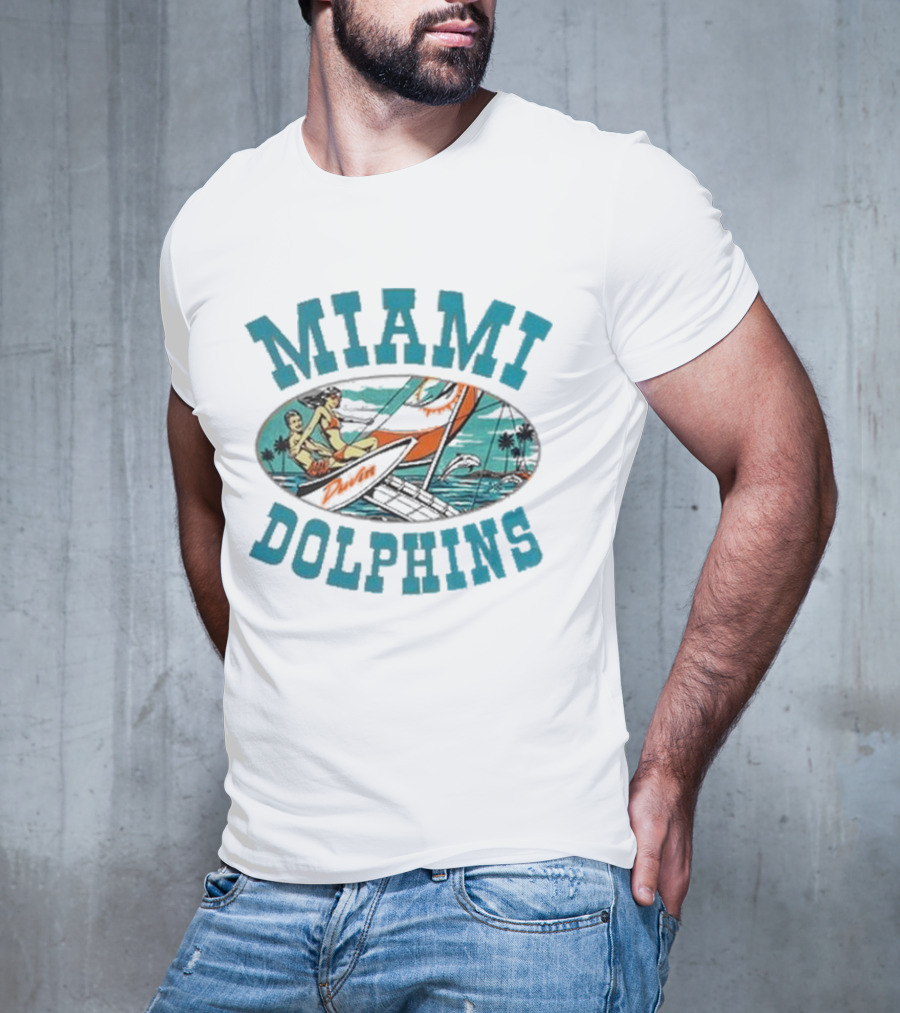 Miami Dolphins Sailing Adventure Retro Vibes T-Shirt