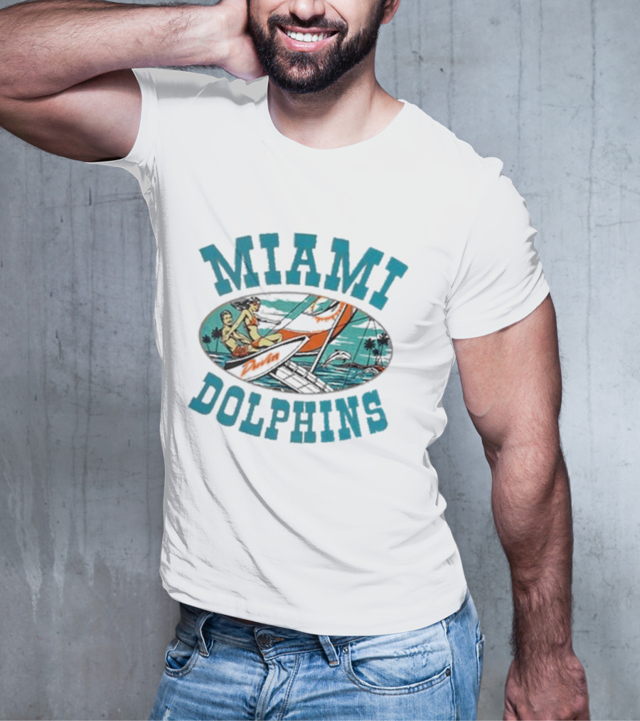 Miami Dolphins Sailing Adventure Retro Vibes T-Shirt