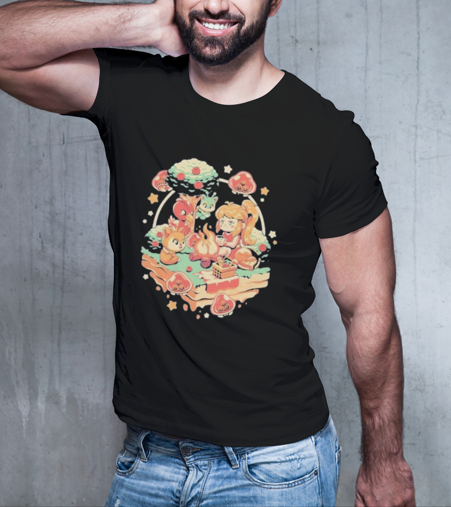 Hunter Campfire Adventure Bounty Girl Vintage Geek Forest Creatures T-Shirt