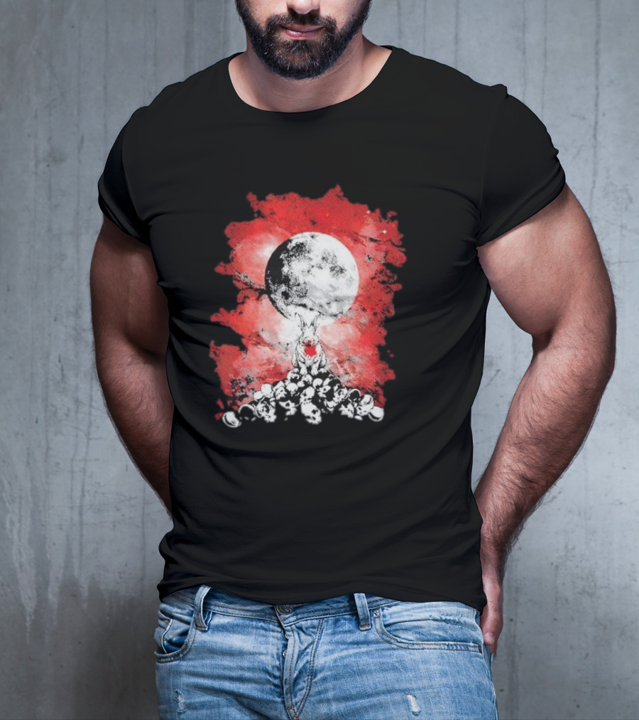 Killing Moon Rabbit Horror Blood And Skulls Horror Scene T-Shirt