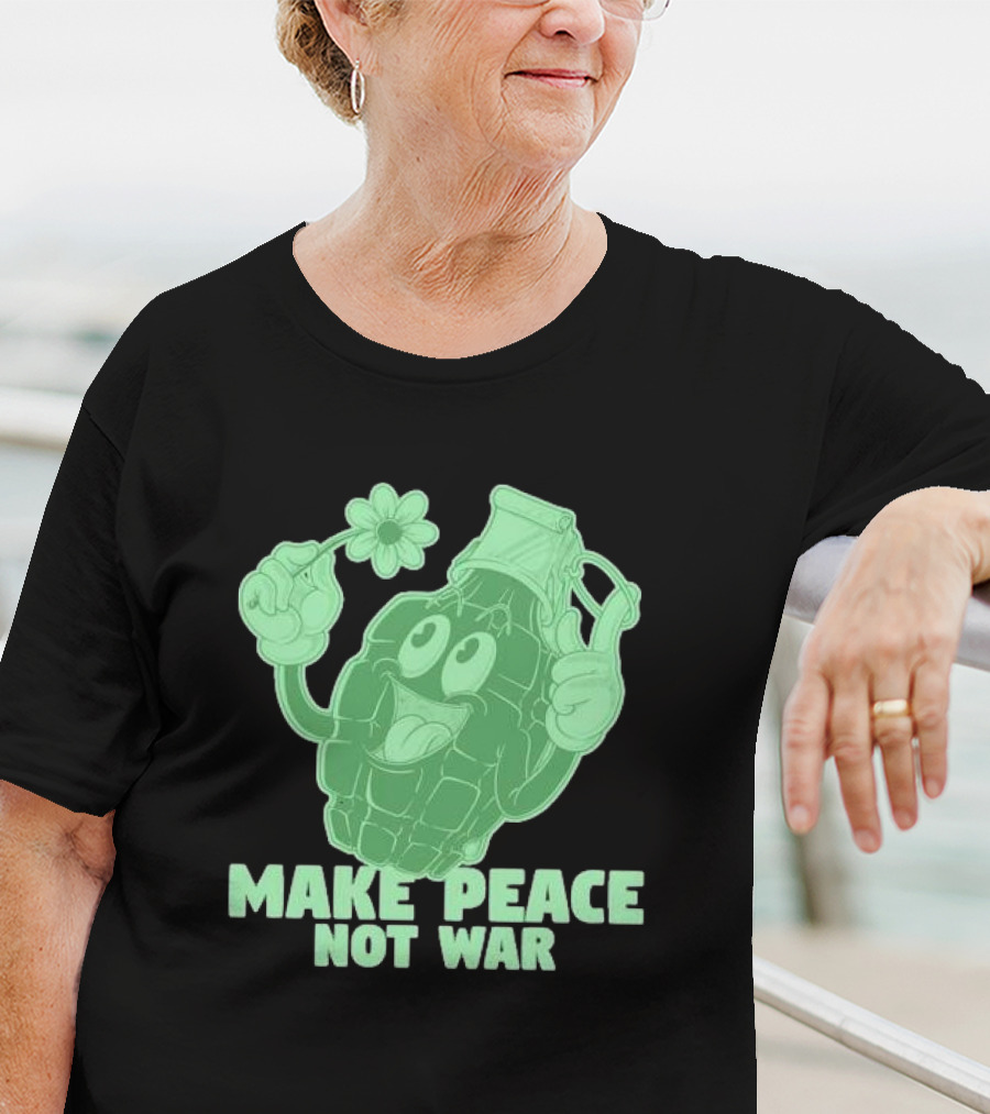 Make Peace Not War Grenade Holding Flower Pacifist Hippie T-Shirt