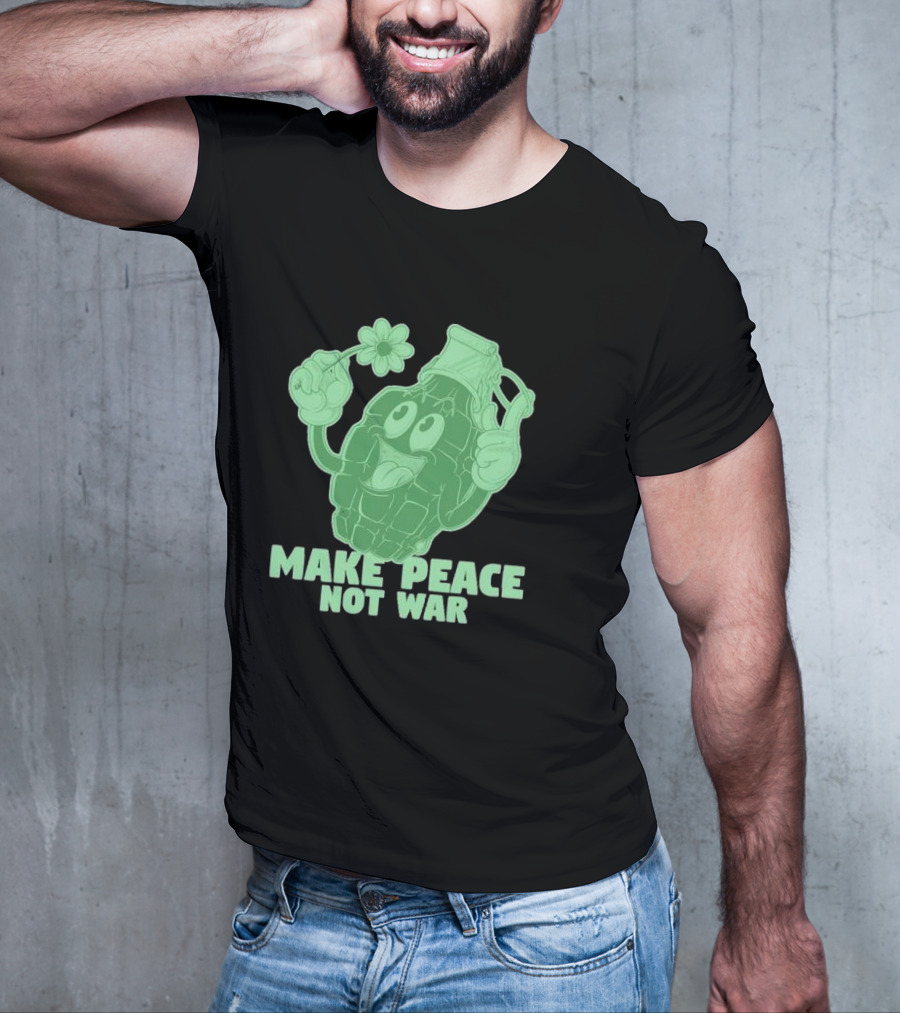Make Peace Not War Grenade Holding Flower Pacifist Hippie T-Shirt