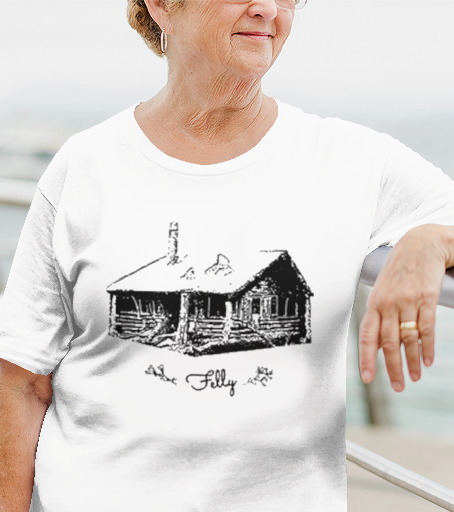 Felly Rustic Cabin Sketch T-Shirt