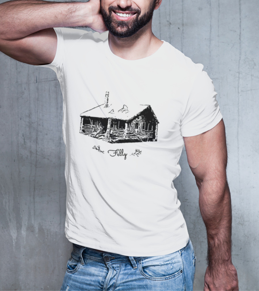 Felly Rustic Cabin Sketch T-Shirt