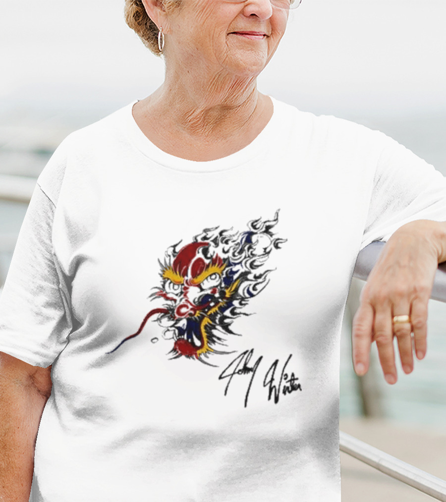Johnny Winter Superb Fiery Dragon T-Shirt