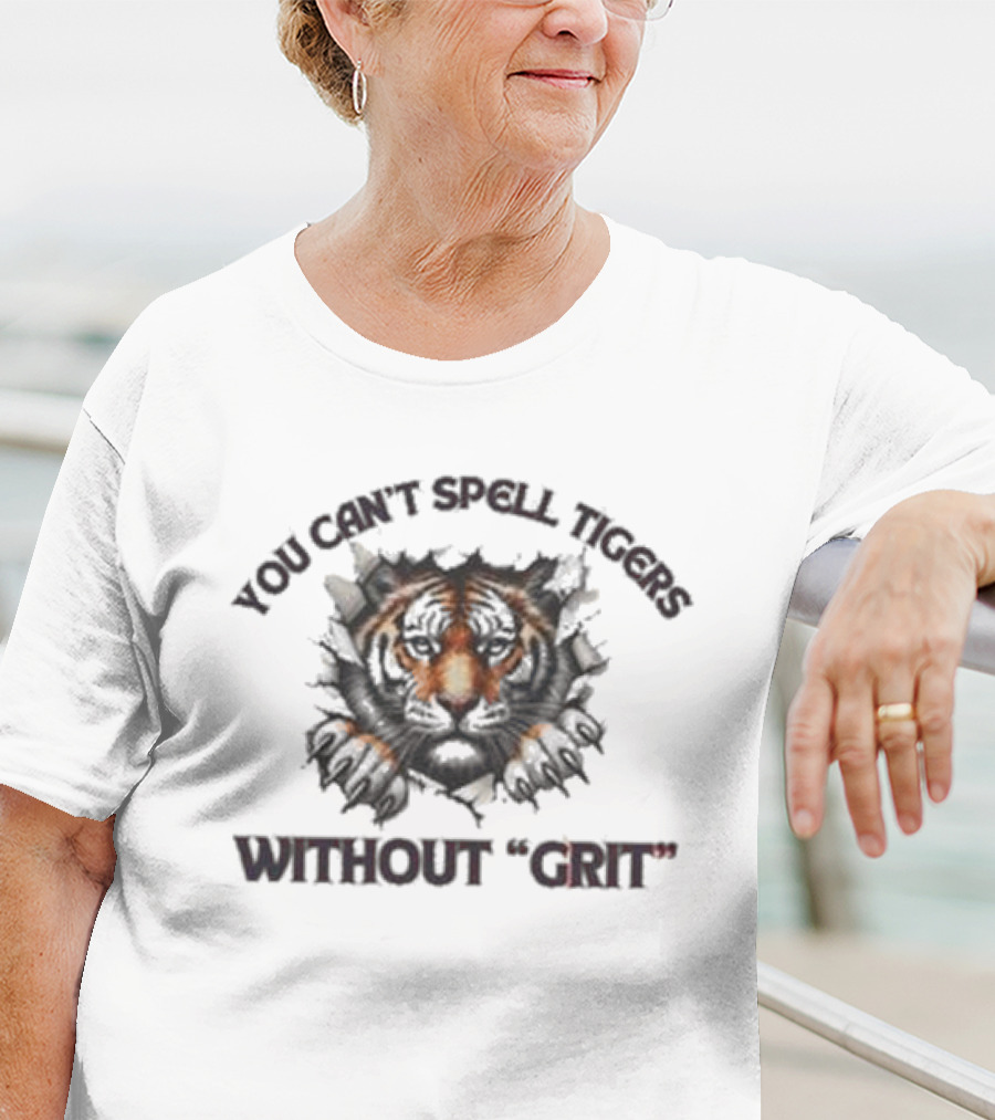 You Can't Spell Tigers Without Grit October Ready Detroit Tiger Fierce Spirit T-Shirt