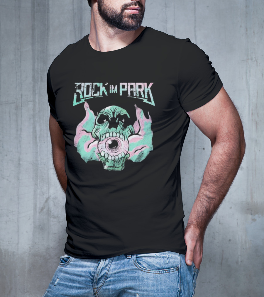 Rock Im Park Smoke Skull Flaming Eyeball T-Shirt