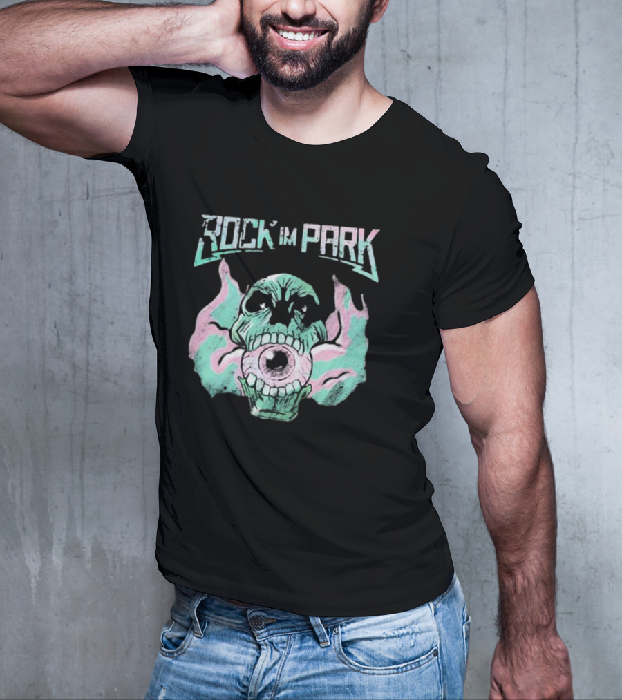 Rock Im Park Smoke Skull Flaming Eyeball T-Shirt