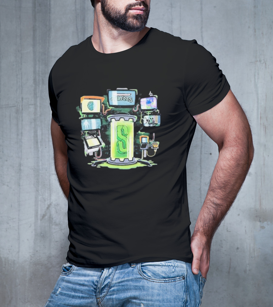 Sidemen Mutation Sci-Fi Tube With Screens And Green Elements T-Shirt