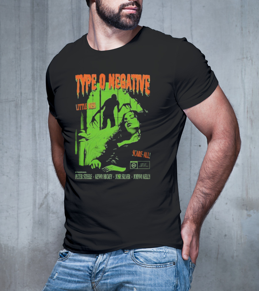 Type O Negative Little Miss Scare-All Horror Starring Peter Steele Kenny Hickey Josh Silver Johnny Kelly T-Shirt