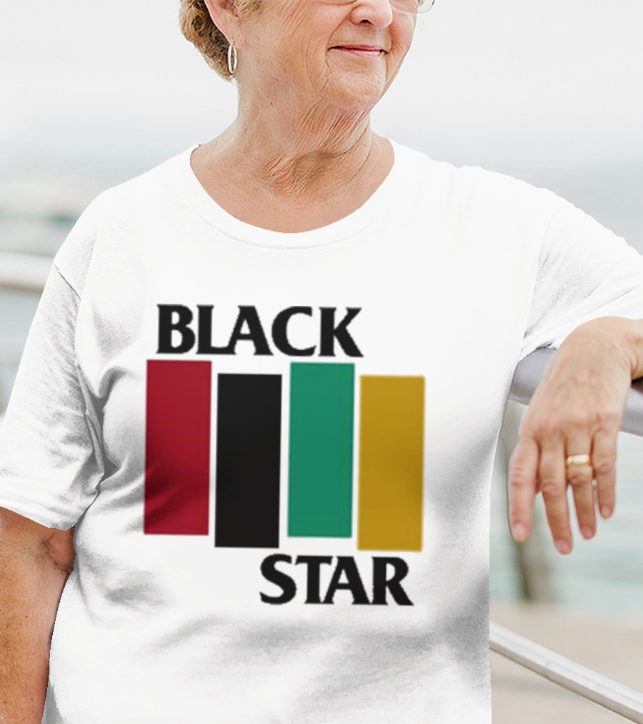 Black Star Flag Red Black Green Gold Vertical Bars T-Shirt