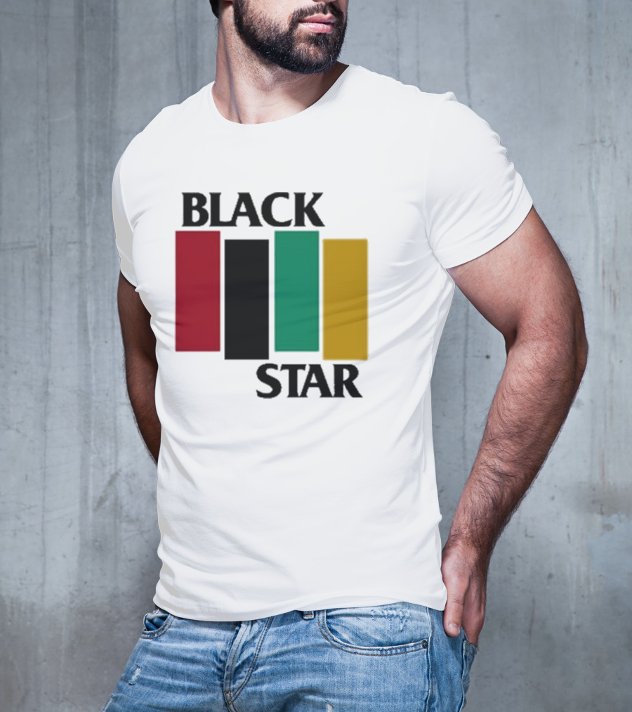 Black Star Flag Red Black Green Gold Vertical Bars T-Shirt