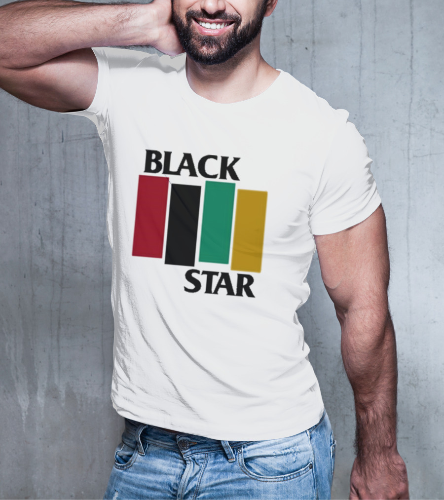 Black Star Flag Red Black Green Gold Vertical Bars T-Shirt