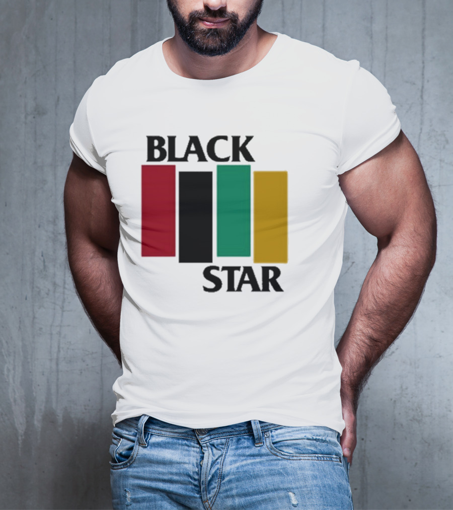 Black Star Flag Red Black Green Gold Vertical Bars T-Shirt
