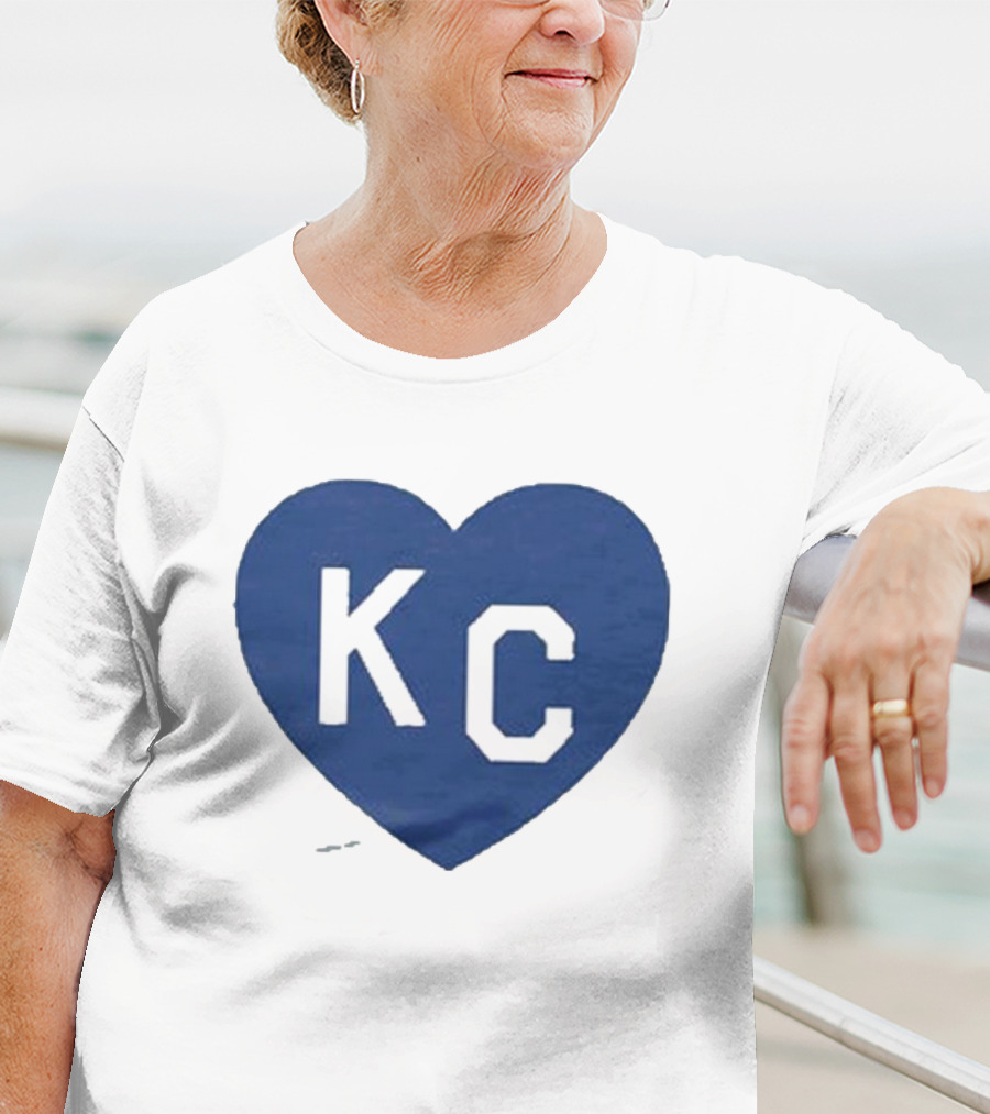 KC Heart Powder Blue Navy T-Shirt