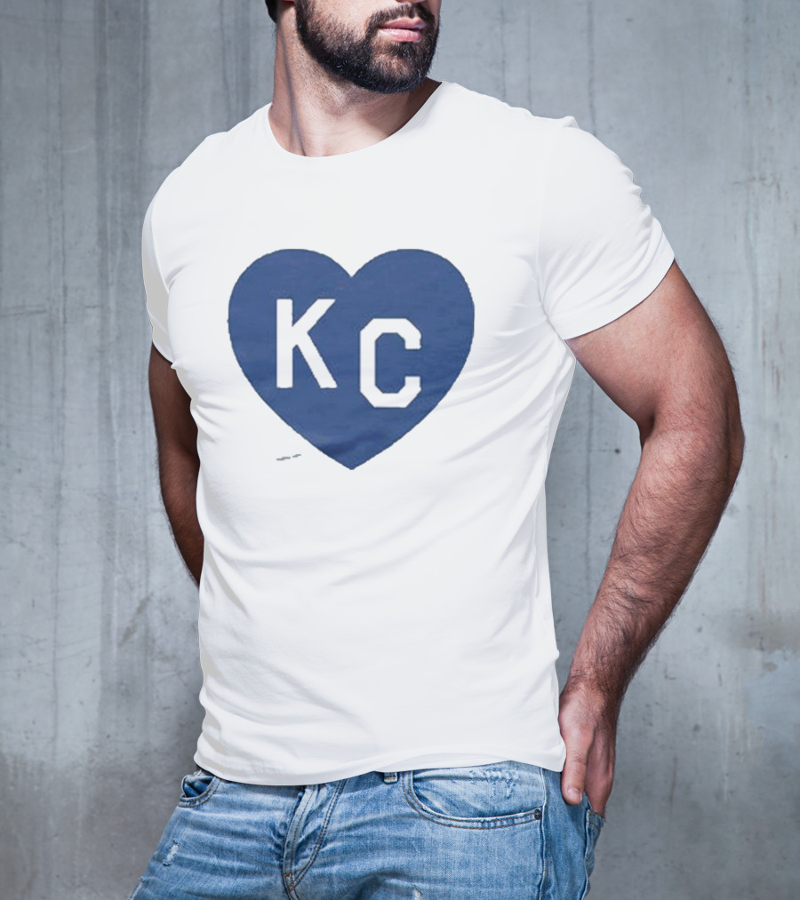 KC Heart Powder Blue Navy T-Shirt
