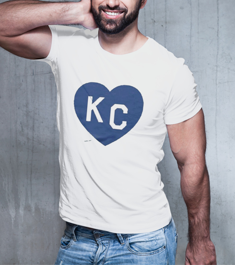 KC Heart Powder Blue Navy T-Shirt