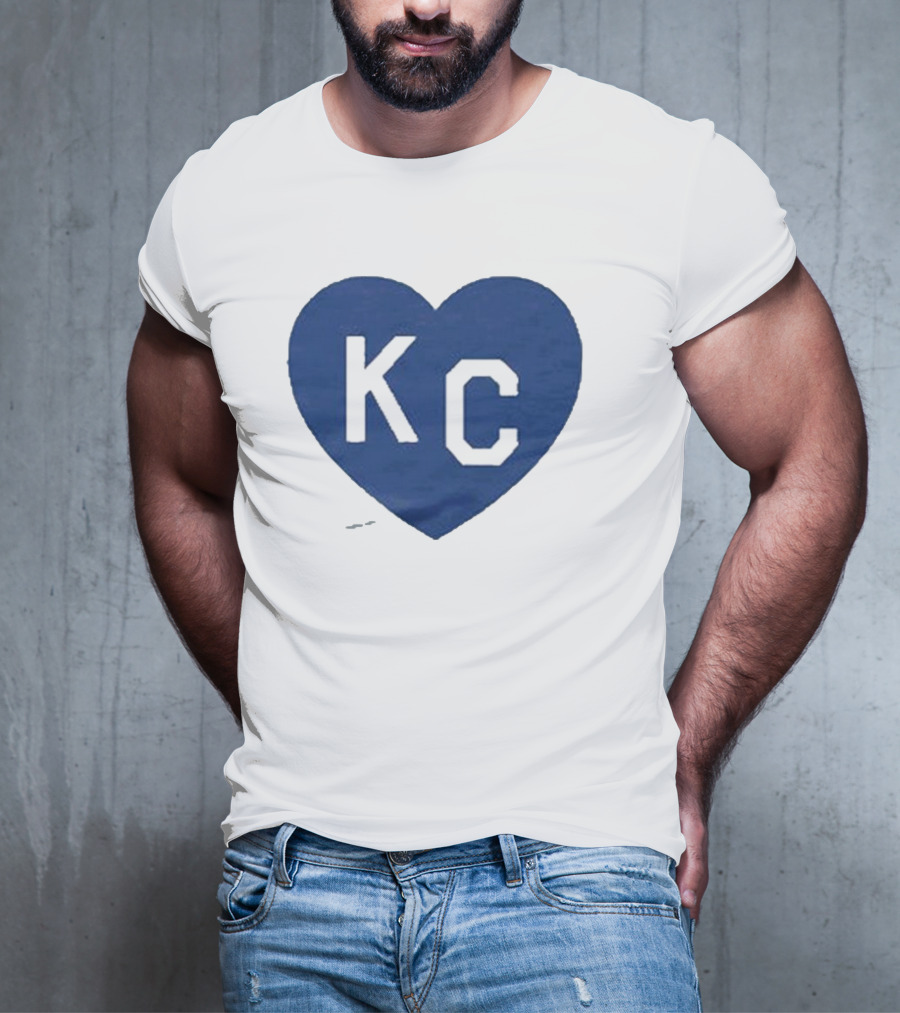 KC Heart Powder Blue Navy T-Shirt