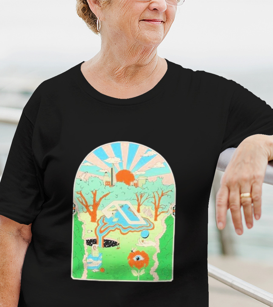 Anjunadeep X Andrew Mcgranahan Psychedelic Landscape With Eye And Cloud Motif T-Shirt