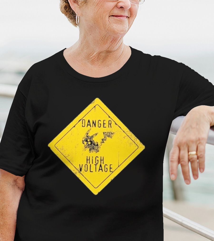 Pikachu Danger High Voltage Sign Warning T-Shirt