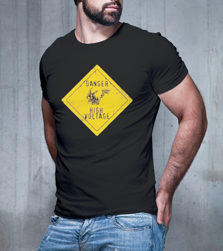 Pikachu Danger High Voltage Sign Warning T-Shirt