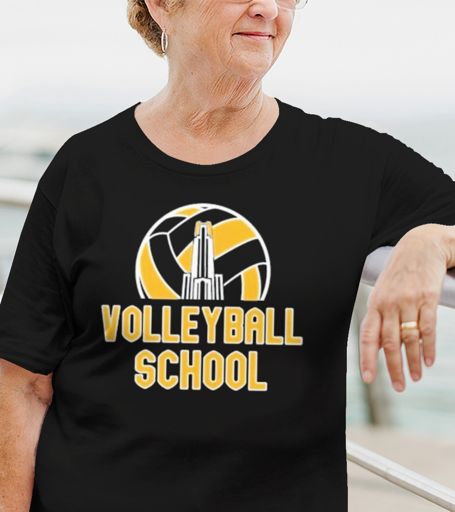Volleyball School Ball Tower Icon With Building T-Shirt