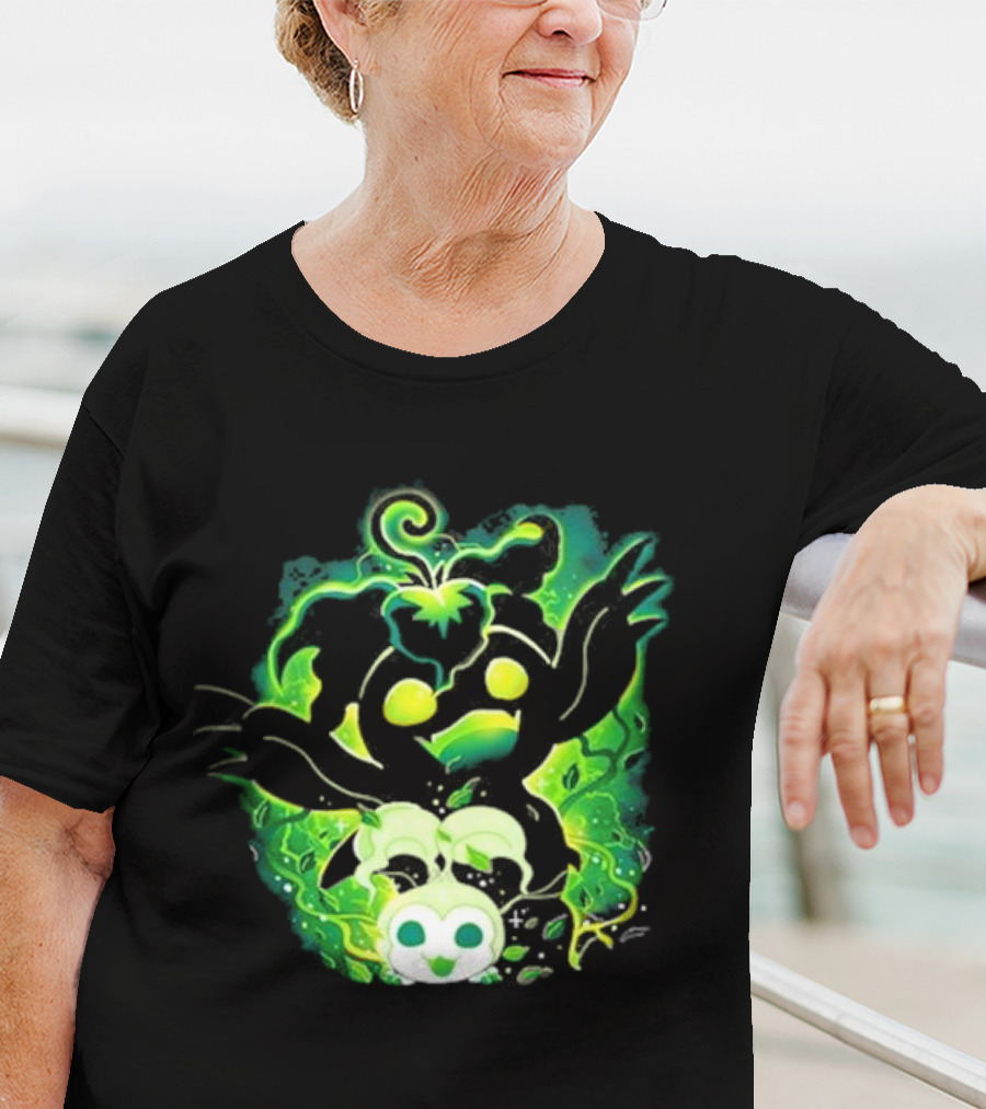 Digi Leaf Vallina Vibrant Green Creature With Gleaming Elements T-Shirt