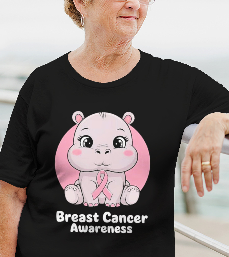 Breast Cancer Awareness Hippo Pink T-Shirt