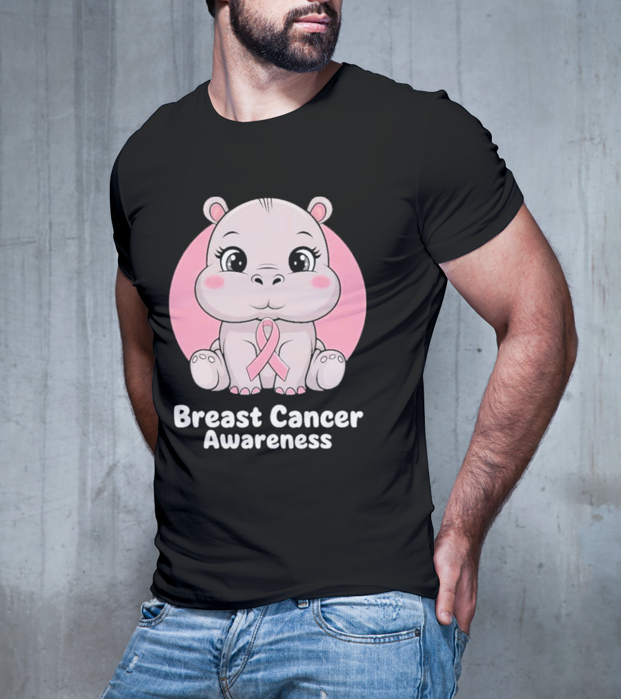 Breast Cancer Awareness Hippo Pink T-Shirt