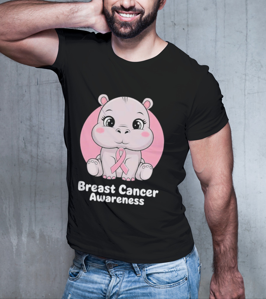 Breast Cancer Awareness Hippo Pink T-Shirt