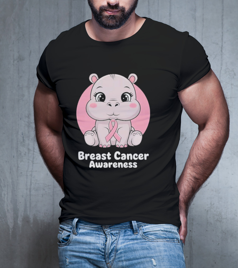 Breast Cancer Awareness Hippo Pink T-Shirt