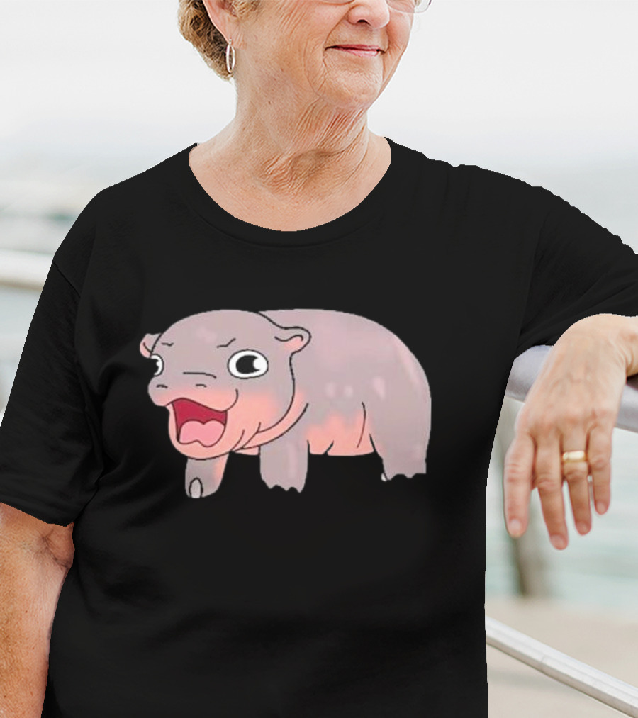 Moo Deng Baby Hippo Hippopotamus Cute Cartoon Character T-Shirt