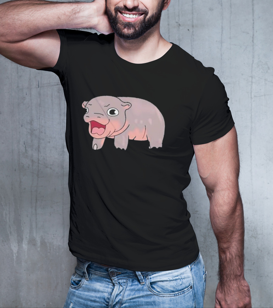 Moo Deng Baby Hippo Hippopotamus Cute Cartoon Character T-Shirt