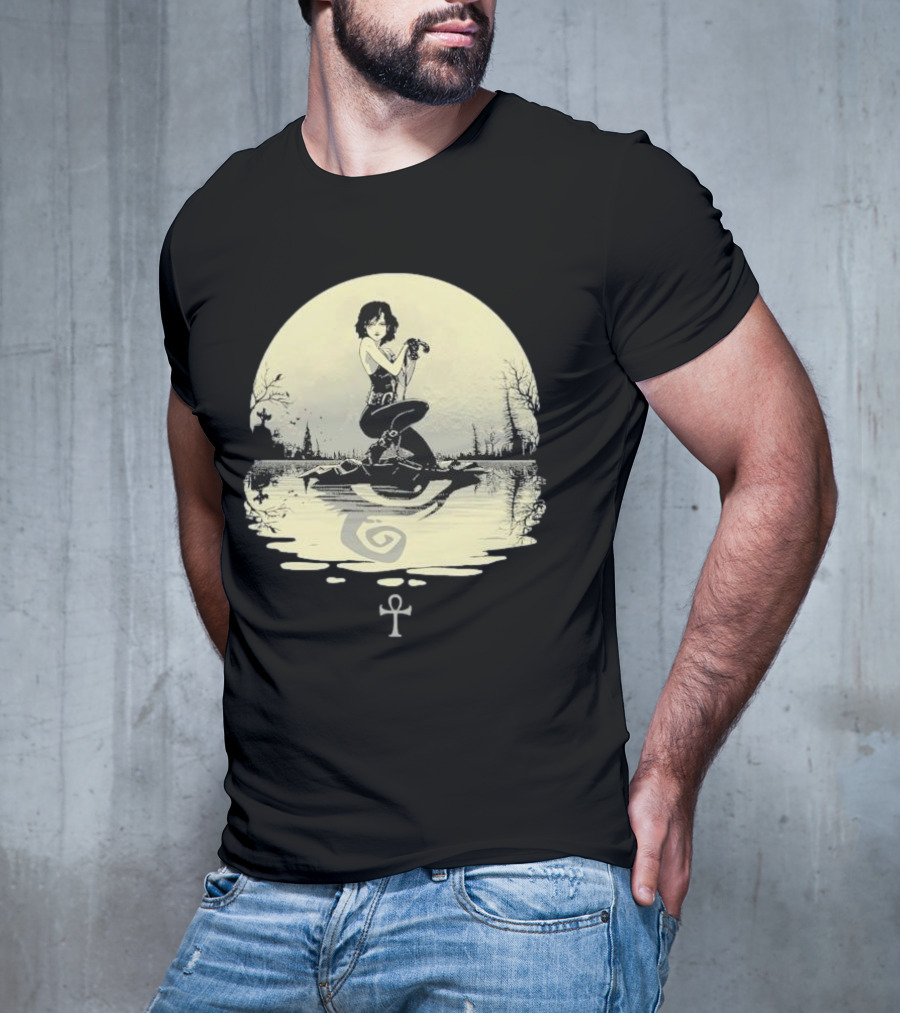 The Sandman Death Ankh Reflected In Moonlit Water Scene T-Shirt