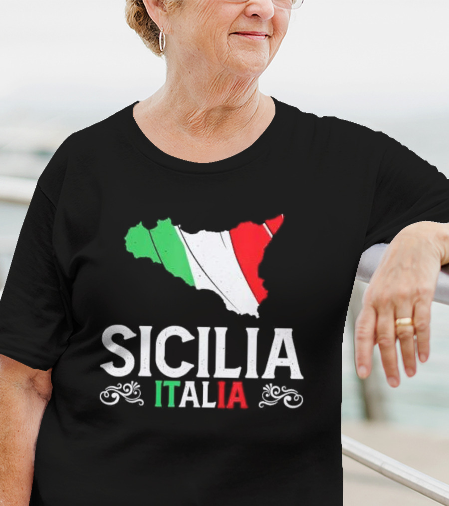 Sicilia Italia Sicily Map Italian Flag T-Shirt