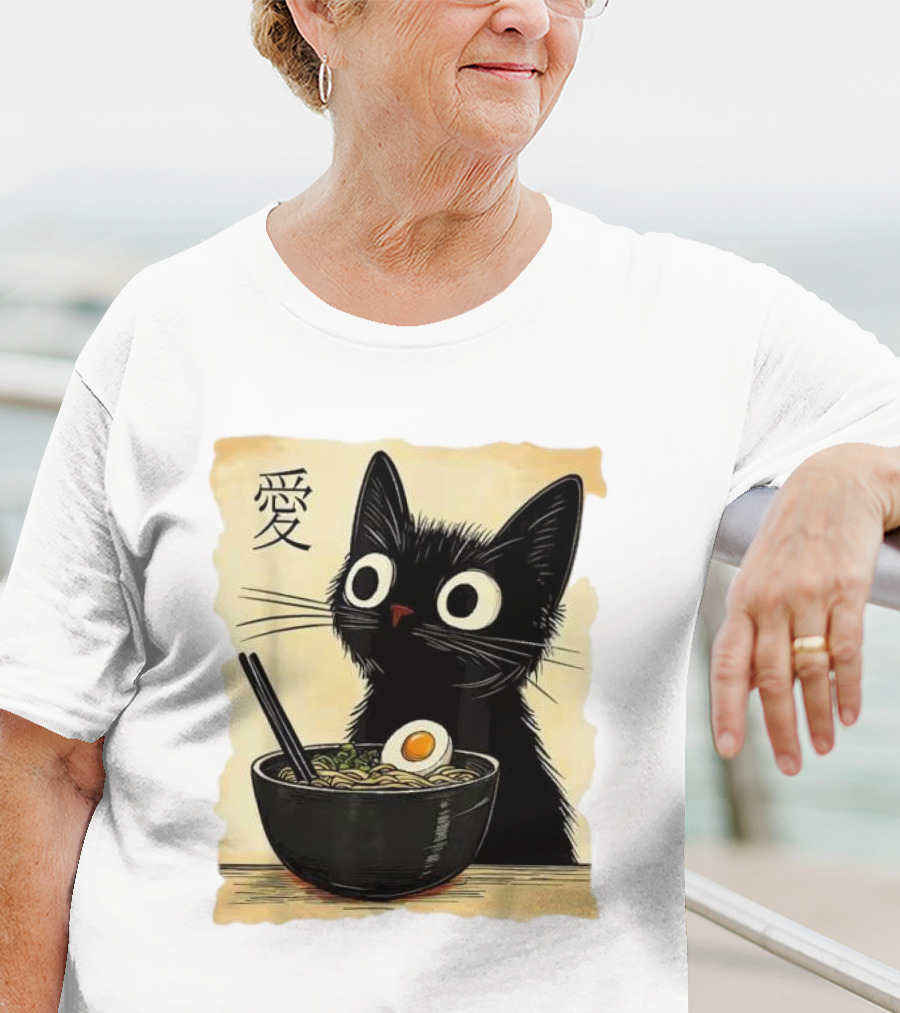 Cat Ramen Japanese Kawaii Anime Cat 愛 T-Shirt