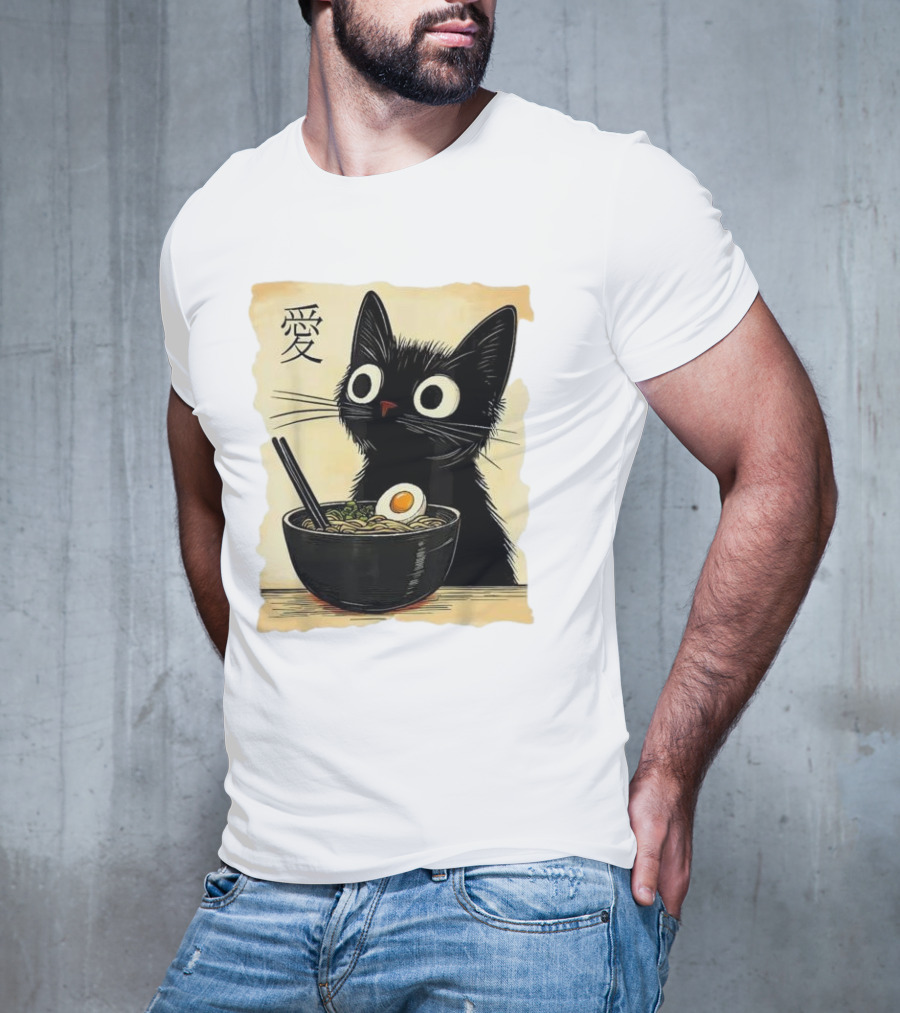 Cat Ramen Japanese Kawaii Anime Cat 愛 T-Shirt