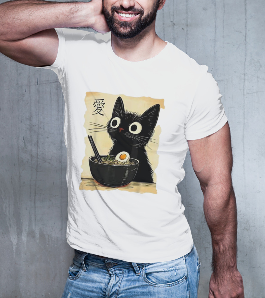 Cat Ramen Japanese Kawaii Anime Cat 愛 T-Shirt
